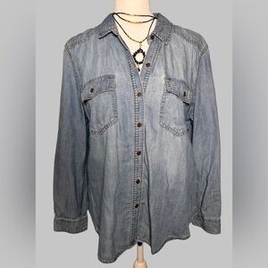 a.n.a Classic Blue Denim Top